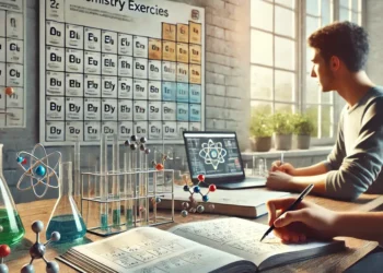 Estudante resolvendo exercícios de química no escritório com livros de química em Pernambuco