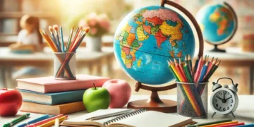 Imagem de educação com livros abertos e notas, representando itens educacionais.