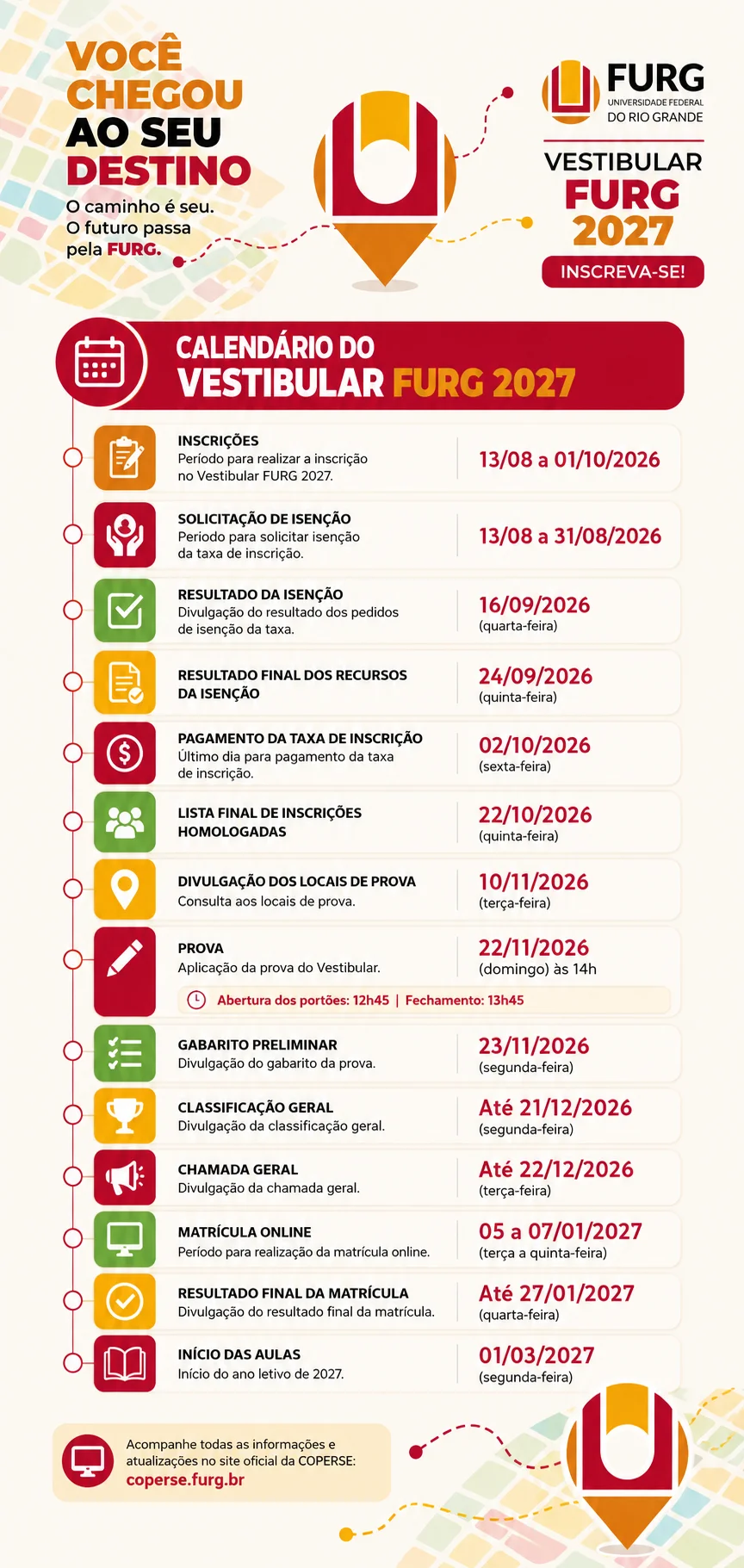 Calendário do Vestibular FURG 2027