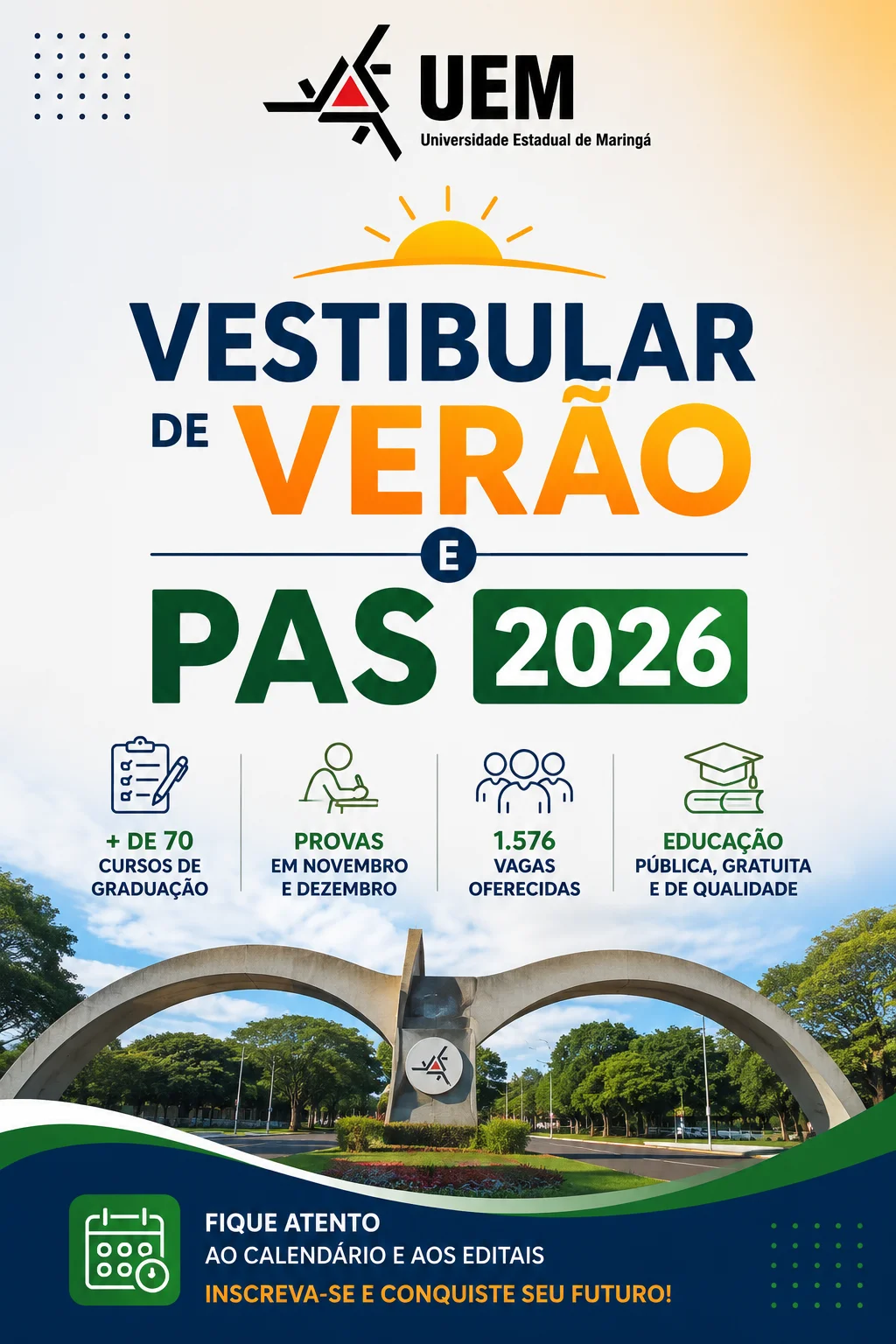 Inscrição Vestibular de Verão e PAS UEM 2026 (Imagem: IA)