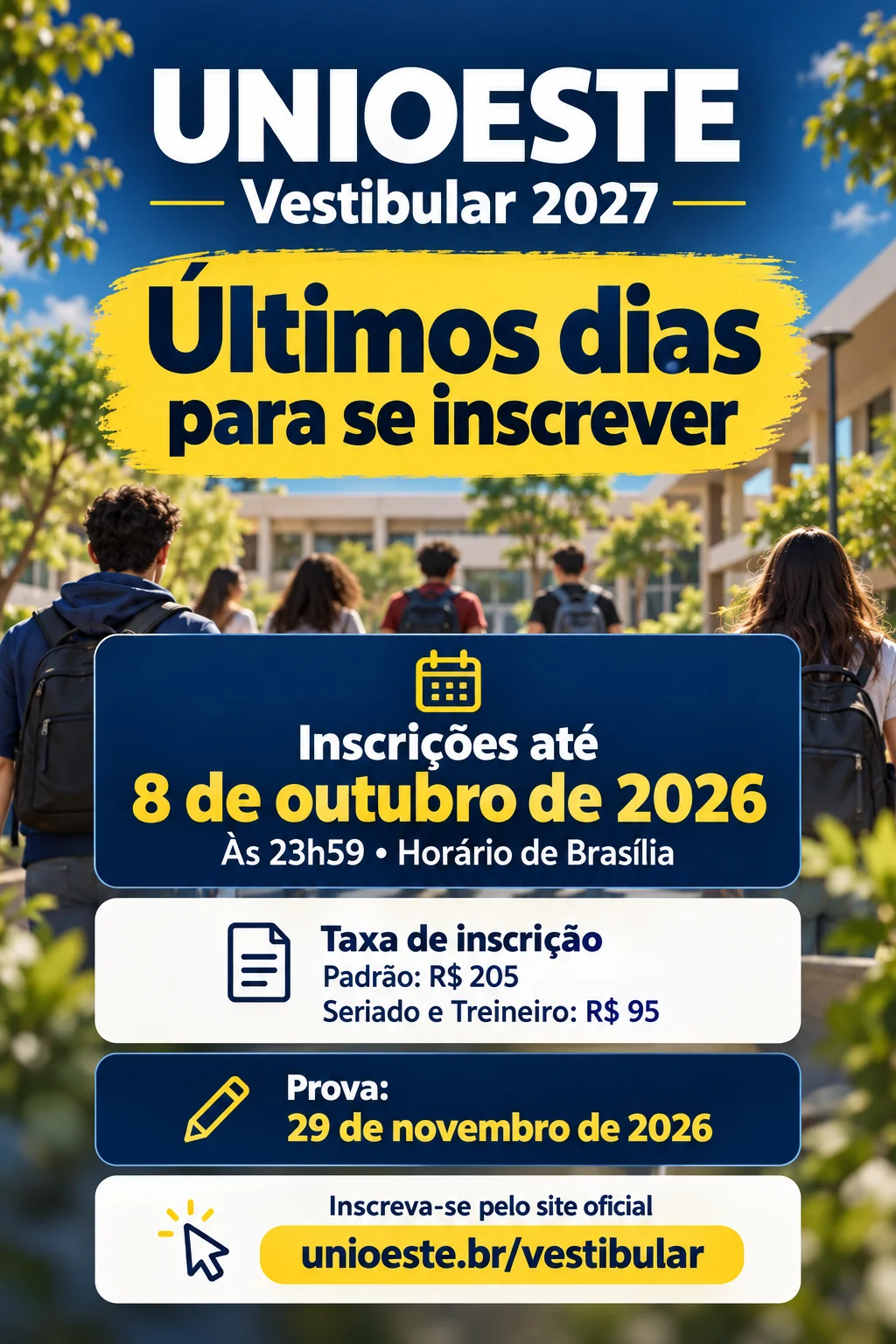 Vestibular Unioeste 2027 (Imagem IA)