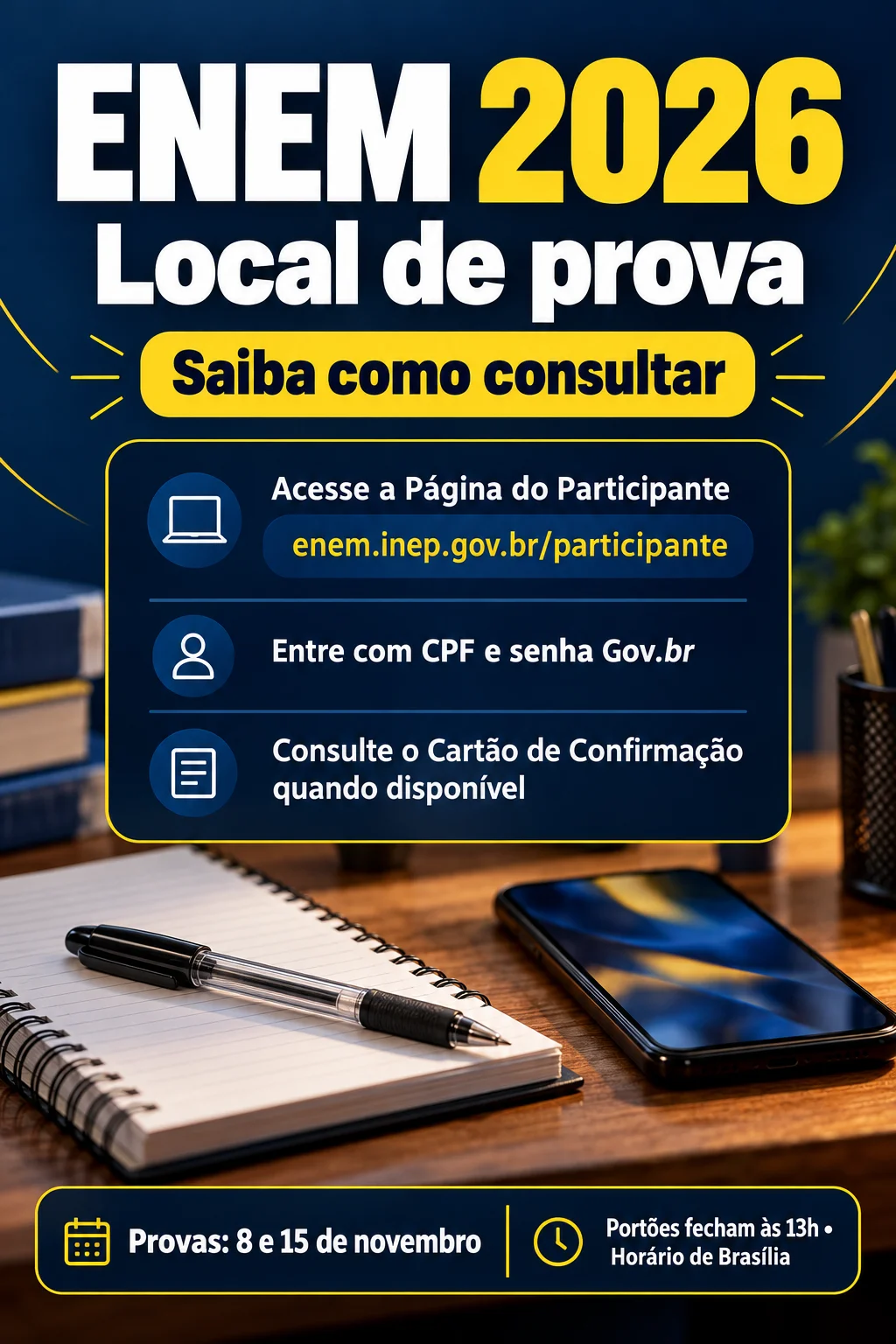 Local de Prova do Enem 2026 (Imagem IA)