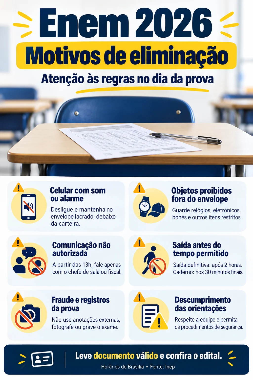 Motivos de Eliminação no Enem 2026 (Imagem IA)